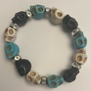 Stone Skull Bracelet White Black Turquoise Color